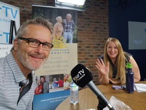 Greg Hetherington (left) and Cheryl Johnstone were the hosts for the first Hearts Together for CK Hospice benefit broadcast in Chatham. Handout
