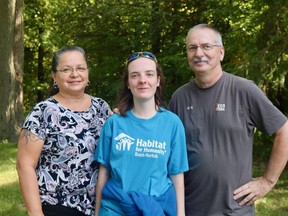 Sharon Cosby, Krysten Helka, and Russell Helka visited the Brook Street, Simcoe, property on Sept. 24 to see where their Habitat for Humanity home will stand after its completion. Ashley Taylor/Postmedia Network