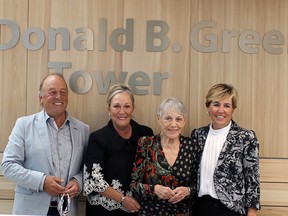 Donald Green's son Donald, daughter Debbie O’Brien, wife Shirley Green and daughter Ellen Wallace at the naming ceremony for the BGH tower. Submitted photo