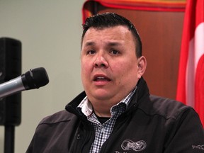 Ron Quintal, president of the Fort McKay Metis Nation, speaks to media at the Clearwater Hotel in Fort McMurray on Thursday, February 27, 2020. Vincent McDermott/Fort McMurray Today/Postmedia Network