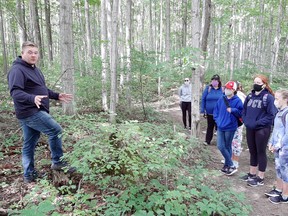 Nathan Scholier from the Ausable Bayfield Conservation Authority spoke to 4-H Club members about trees and nature. Handout