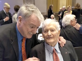 Sarnia Mayor Mike Bradley with former Prime Minister John Turner on Turner’s 90th birthday in Ottawa. Bradley was a Liberal candidate in Sarnia-Lambton riding in the 1984 federal election. The Liberals were led by Turner, who had won the party’s leadership earlier that year and became Prime Minister in June. Turer died on Sept. 18, 2020. Handout