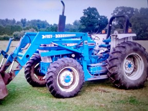 Elgin County OPP is investigating a theft of a Ford 7610 farm tractor from a drive shed on a farm on Blacks Road, just southwest of Rodney. Handout