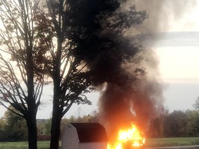 The Pembroke Fire Department responded to a car fire in the back parking lot of Our Lady of Lourdes Church just before 7 a.m. Monday morning.