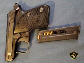 OPP sezed loaded handgun in Cardinal raid. OPP photo