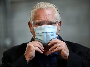 Ontario Premier Doug Ford tours Algonquin College Centre for Construction Facility in Ottawa on Thursday, Aug. 27, 2020.