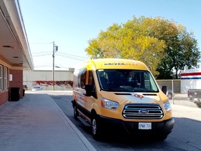 GTR Driverseat bus waits at Owen Sound Transit Terminal on Wednesday, Sept. 23, 2020. (Scott Dunn/The Sun Times/Postmedia Network)