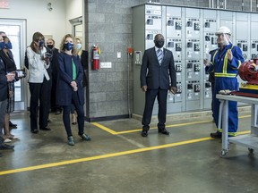 Amabassador Sosthène Ngokila and MLA Goodridge tour the Oil Sands Power and Processing Engineering Lab at Keyano College on Tuesday, Sept. 29, 2020. Supplied Image