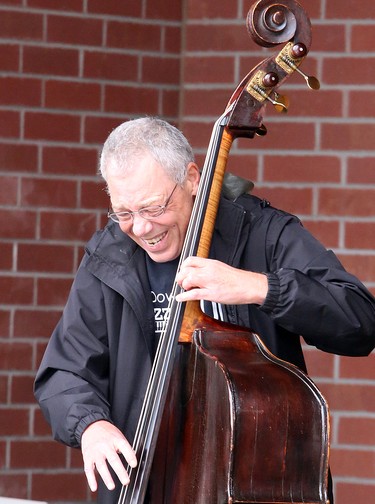 Bassist Brian Quebec performs with the Tony Simpkin Trio at Downtown Jazzed Up, outside the YMCA in downtown Sudbury, Ontario, on Saturday, September 12, 2020. Ben Leeson/The Sudbury Star/Postmedia Network