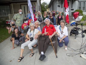 Friends and relatives helped George Beardshaw celebrate his 97th birthday in London. Photo taken on Sunday September 13, 2020. Derek Ruttan/The London Free Press