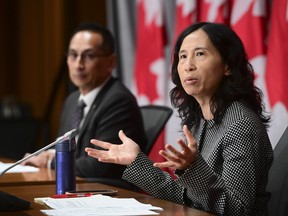 Chief Public Health Officer Dr. Theresa Tam and Dr. Howard Njoo, Deputy Chief Public Health Officer, hold a press conference on Parliament Hill in Ottawa on Tuesday, Sept. 1, 2020. THE CANADIAN PRESS/Sean Kilpatrick