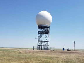 A weather radar station, similar to what the Wood Buffalo area will get, in Schuler, Alta. on July 2, 2020. Supplied Image/ECCC