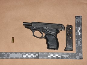 Police released a photo of the semi-automatic handgun Kiel Tomkins dropped on Feb. 15 when he got involved in a bar fight downtown. (Submitted)