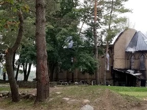 Wesley United Church, a Saugeen First Nation landmark, received "catastrophic" damage after a fire early Monday morning, Sept. 28, 2020. Police have charged a member of the community with arson and mischief. (Scott Dunn/The Sun Times/Postmedia Network)