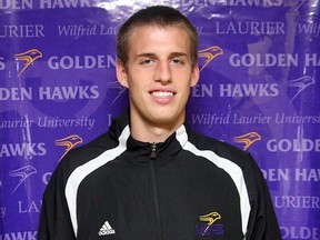 Basketball player Max Allin of Chatham, Ont,, was a four-time OUA all-star at Wilfrid Laurier University. (Laurier Golden Hawks Photo)