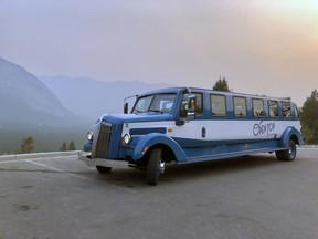 Visitors can now enjoy a scenic informed vintage tours around Banff when they hit town. The vintage-inspired coaches have the look and feel of the 1930s, including a fully-open roof and a guide in period costume fills you in on the history of Banff as you cruise around. Photo Marie Conboy/ Postmedia.