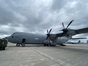 A CC-130 Hercules sits on the tarmac at CFB Trenton Tuesday morning. Base personnel have continued their routines throughout the summer despite the challenges presented by the COVID-19 pandemic.