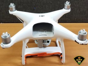 Police seized this drone which they say was to be used to deliver contraband to the Quinte Detention Centre property.