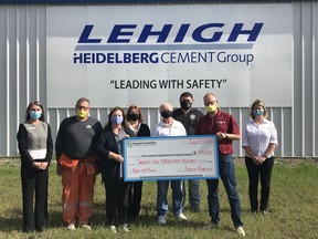 Shannon Coull, executive director of the PECMH Foundation; Robin Fair, Lehigh’s electrical supervisor; Nancy Parks, Back the Build campaign co-chair; Melissa Eaton, Lehigh’s quality manager; Jim Dunlop, Back the Build campaign cabinet member; Jason Bosley, president of the Boilermakers Union, Carsten Schraeder, Lehigh’s plant manager and Darcy Jeffery, Lehigh’s purchasing manager.
BRIAR BOYCE