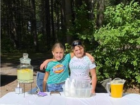 Emma Jordan and Abby Brough recently raised more than $500 through their lemonade stand in Stirling. The girls raised the funds for cancer research through the Terry Fox organization.
SUBMITTED