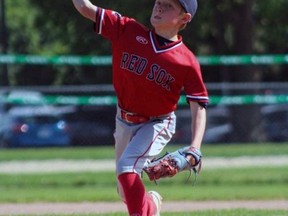 Pierce Luscombe delivers a pitch during a recent Brantford Minor Baseball Association game. The BMBA's representative teams played an abbreviated season due to COVID-19.