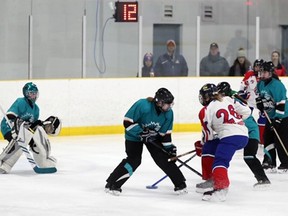 The Paris Ringette Association's under-16A team competes against Arnprior last season at a tournament in Kitchener. The organization has been given the go ahead by its governing body to return to the ice under COVID-19 guidelines.
