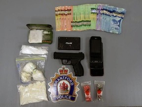Brantford police said they seized suspected cocaine, cash and an imitation firearm during a drug trafficking investigation. Submitted