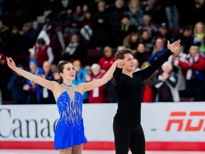 Brant Skating Club members Evelyn Walsh and Trennt Michaud, shown here at the 2020 Canadian championships, are back training at the Wayne Gretzky Sports Centre.