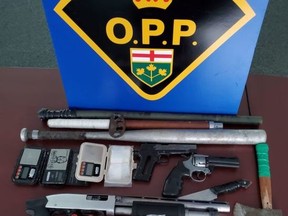Provincial police released this image of items seized at a raid near Maitland on Wednesday. (SUBMITTED PHOTO)