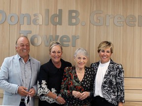Donald Green's son Donald, daughter Debbie O'Brien, wife Shirley Green and daughter Ellen Wallace at the naming ceremony for the BGH tower in 2020. (FILE PHOTO)