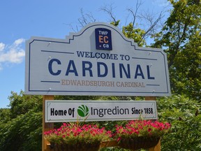 Entering Cardinal from the west on County Road 2.