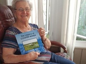 Agnes Cooper, presented with one of the first copies of the new booklet, The Legacy of Cooper Marsh. Handout/Cornwall Standard-Freeholder/Postmedia Network

Handout Not For Resale