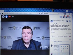 Dr. Paul Roumeliotis during a Facebook Live back-to-school-themed question and answer event. Photo on Thursday, September 10, 2020, in Cornwall, Ont. Todd Hambleton/Cornwall Standard-Freeholder/Postmedia Network