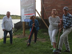 From left at the Bayview Apartments sod turning ceremony are Mark A. MacDonald, Cornwall Mayor Bernadette Clement, and Pam and Ray Carson. Photo on Wednesday, September 16, 2020, 2016 in Cornwall, Ont. Todd Hambleton/Cornwall Standard-Freeholder/Postmedia Network