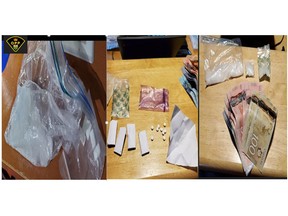 Handout/Cornwall Standard-Freeholder/Postmedia Network
Image provided by SDG OPP of the crystal methamphetamine, cocaine, hydromorphone, and other items seized from a Caldwell Drive residence in Iroquois, Ont., on Sept. 10, 2020.

Handout Not For Resale