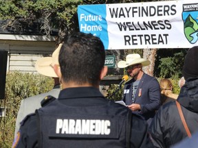 Several representatives of the first responder community were present Saturday as Bryce Talsma and the rest of the Wayfinders Wellness Retreat team officially opened up their facility which focuses on operational stress injuries in military members and first responders. Patrick Gibson/Cochrane Times