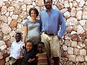 Sarah Wallace with her family, including her husband, Jean-Pierre, sons Jean-Moise and Jean-Jacques and daughter Eva-Maria.
(File photo)