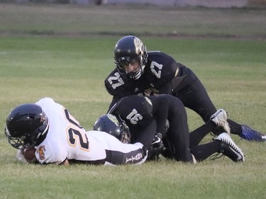 The Hanna Hawks football team headed to Drumheller to face off against the Titans on Sept. 25. The scrimmage allowed both sides to finess their plays and spectators a chance to see their teams in action. The Titans will be in Hanna on Oct. 2 for another round. Jackie Irwin/Postmedia