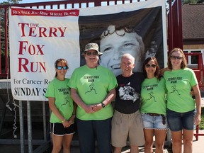 The Hanover committee for the Terry Fox Run. From left to right is Shelly Price, Ed Ermel, Bernie Reed, Vickie Werle and Vicky Boyington.