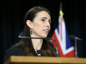 New Zealand Prime Minister Jacinda Ardern speaks to the media during a news conference on Aug. 27 in Wellington, New Zealand. (Hagen Hopkins/Getty Images)