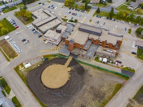 An aerial view of the Melfort Hospital earlier this fall. Photo Kelsey Dyck.