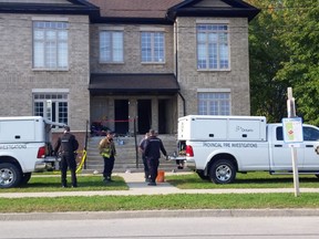 Ontario Fire Marshal investigators remain at the scene of a weekend fire in Port Elgin on Tuesday.
(Frances Learment/Postmedia Network)