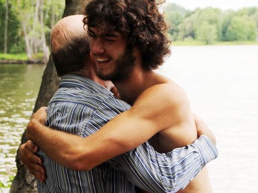 Georges Kirijian couldn't resist giving his pop pop (grandpa) Les Dominy a big hug when he arrived in Pembroke Aug. 21 with his Canoe4COVID crew mates. Dominy lives in Renfrew and wanted to be there to support his grandson and give him a boost for the home stretch of the canoe trip.