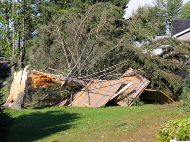 A severe storm with damaging winds, possibly a microbust, tore through the Drive-In Road area of Laurentian Valley on Sunday afternoon about 3 p.m., damaging homes, properties, trees and fences. Anthony Dixon