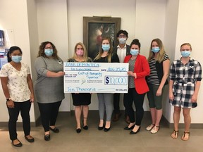 BMO was recently announced as a Gift of Humanity Sponsor for the Pembroke Regional Hospital Foundation's (PRHF) Un-Galla @ Home event coming up on Oct. 17. In the photo from left, Dedith Dorscheid, Leigh Costello (PRHF community fundraising specialist), Nicole Popkie, Andrea McGuinness, Peter Sigouin, Shawna Clark, Krista Howard and Kim Bishop. Submitted photo