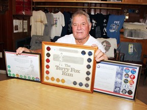 As he prepares to complete his 40th Terry Fox Run, Stan Halliday recently took a trip down memory lane, looking through books of newspaper clippings started by his mother, the T-shirts he got from the events over the years and the certificates with participation decals, also started by his mother. He will walk 10 kilometres Sept. 20, ending at the Pembroke Legion around 10 a.m.