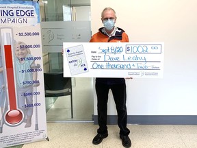 Dave Leahy received a cheque for $1,002 as the winner of the Week 8 draw in the Pembroke Regional Hospital Foundation's Catch the Ace lottery. He chose card 27 which revealed the seven of diamonds.