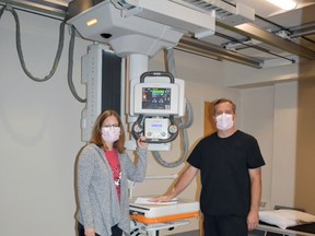Renfrew Victoria Hospital x-ray technicians Meredith Brabant and Kevin Barnes trained and performed exams on RVH's new x-ray machine purchased with proceeds from the RVHF Catch the Ace lottery and installed in August.