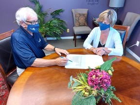 Pembroke Mayor Mike LeMay and City of Pembroke deputy clerk Heidi Martin discuss business, including the ongoing response to the COVID-19 pandemic.