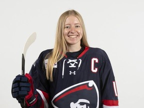 Staffa's Lexi Templeman was recently named captain of the Robert Morris University women's hockey team. (Justin Berl photo)